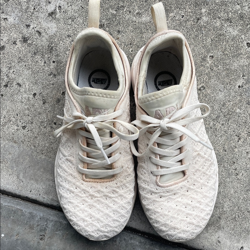 APL Beige Knit Lace-Up Sneakers